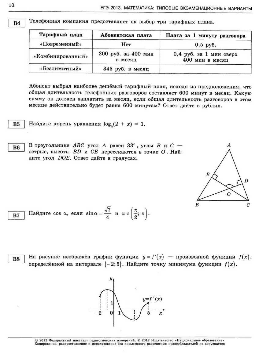 ЕГЭ-2013. Математика 